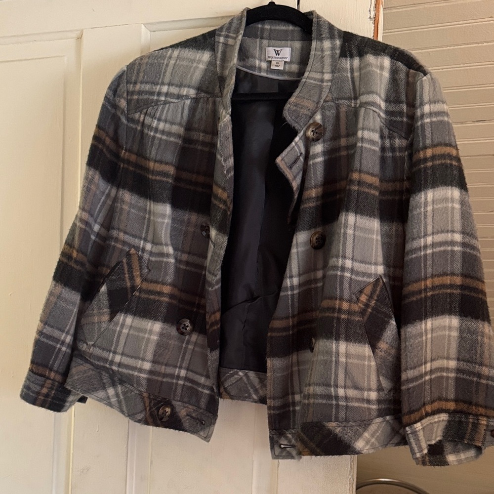 Woolrich Gray and Brown Plaid women’s  Jacket size XL